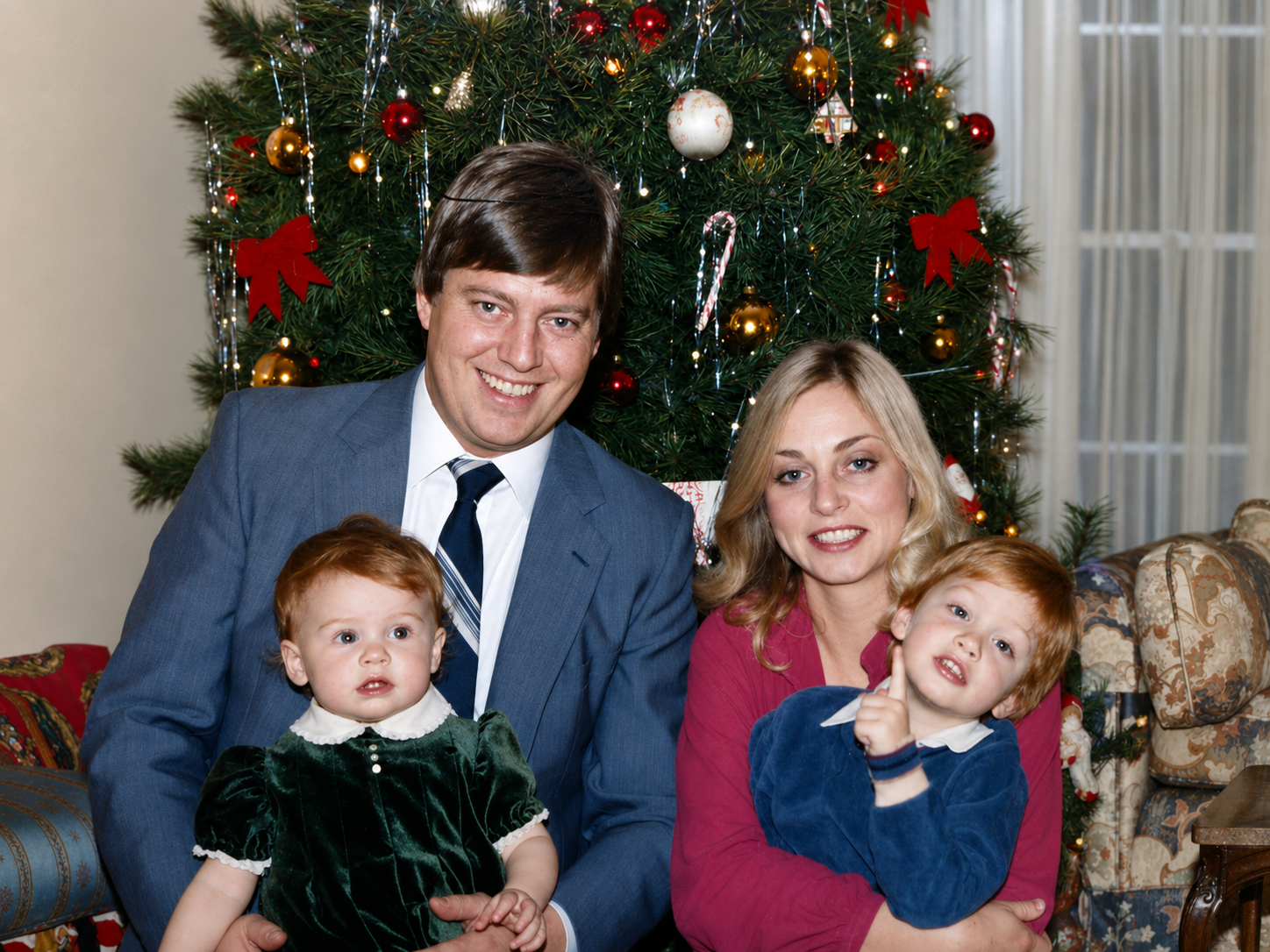 Dave and Rosemary with Stephen and Christi at Christmas in the early 1980s